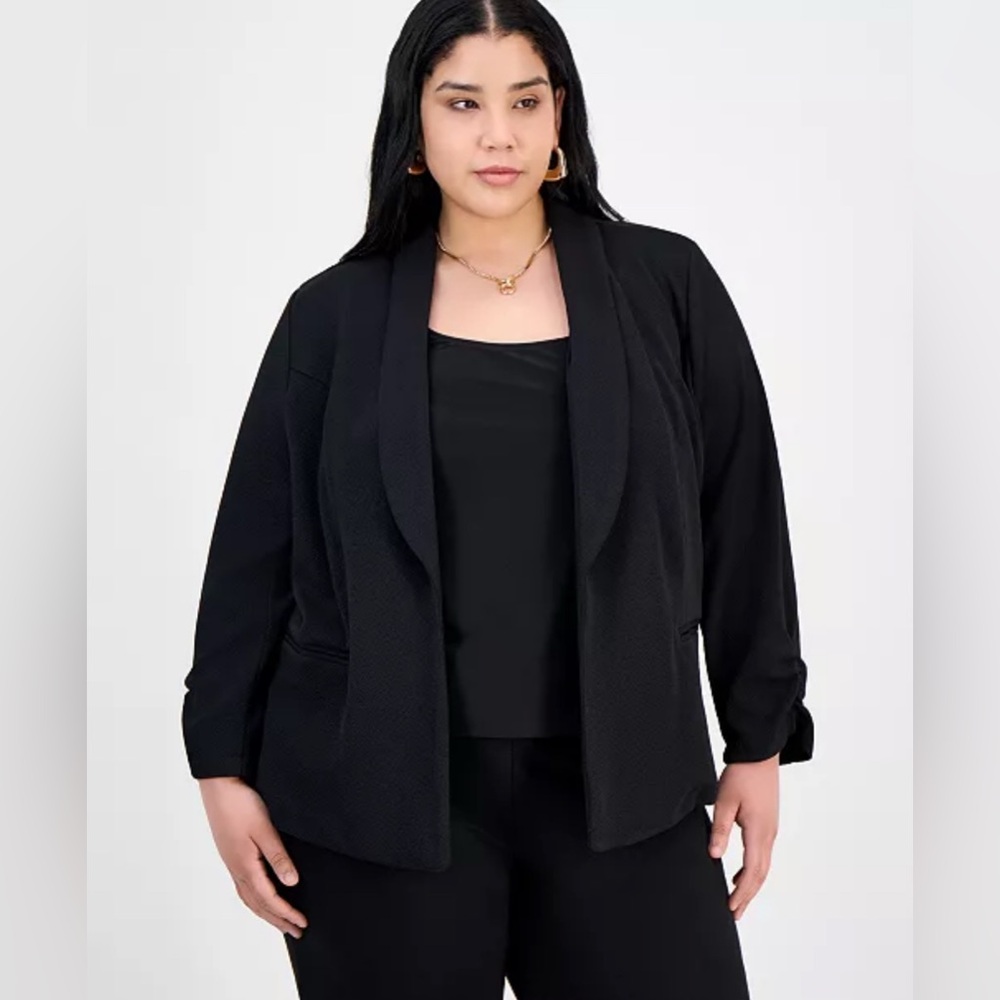 Bar III
Trendy Plus Size Knit Drape-Front Blazer